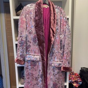 Free People Sequin Velvet Robe in Pink and Rose